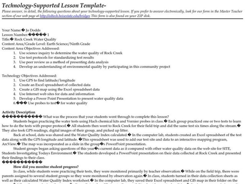 Rock Creek Water Quality Lesson Plan