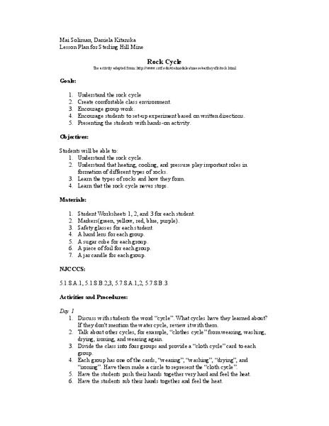 Rock Cycle Lesson Plan