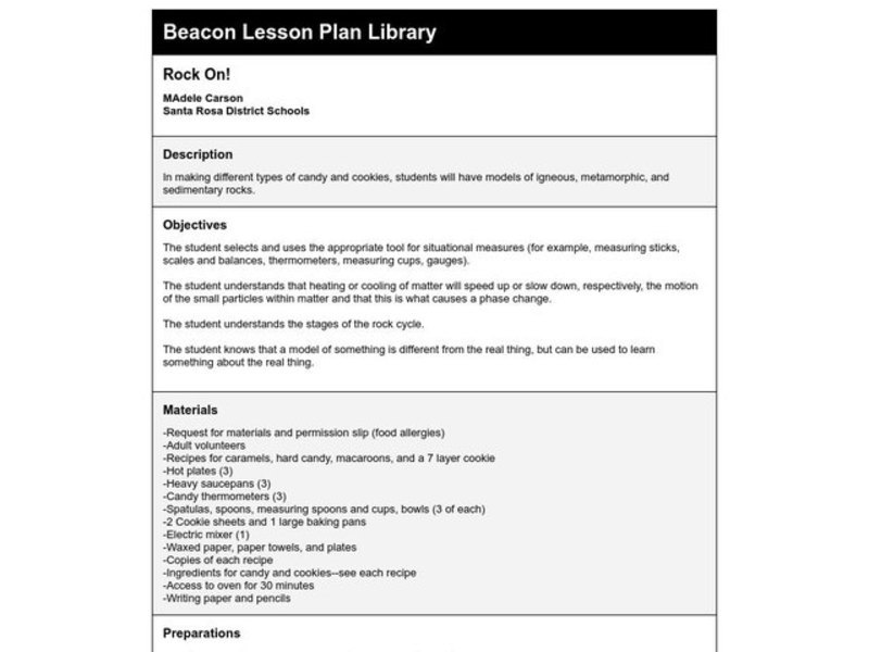 Rock On! Lesson Plan