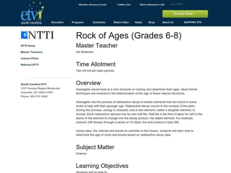 Rock of Ages Lesson Plan