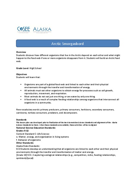 Arctic Smorgasbord Lesson Plan