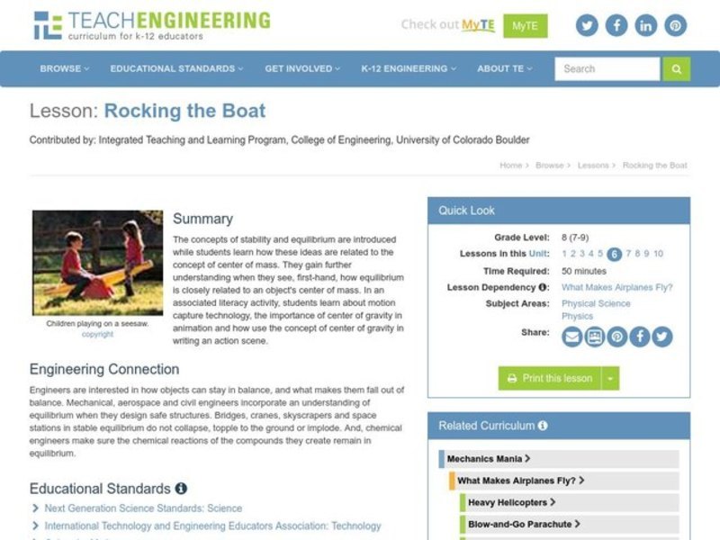 Rocking the Boat Lesson Plan