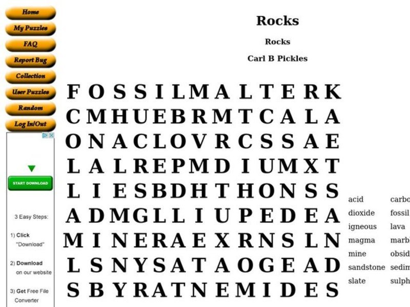 Rocks Worksheet