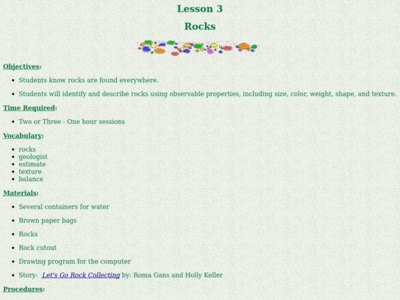 Rocks Lesson Plan
