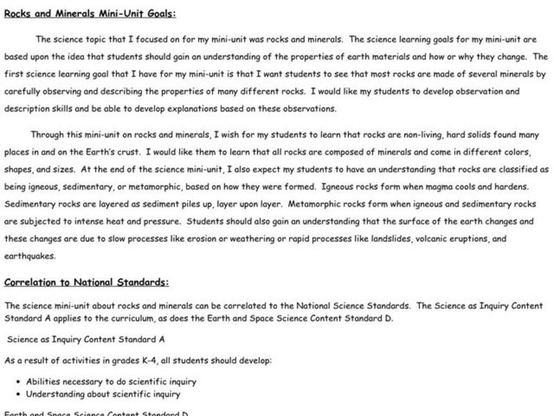 Rocks and Minerals Lesson Plan