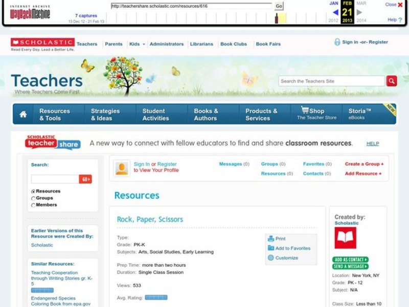 Rock, Paper, Scissors Lesson Plan