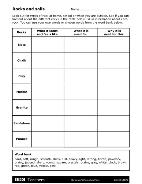 Rocks and Soils Organizer