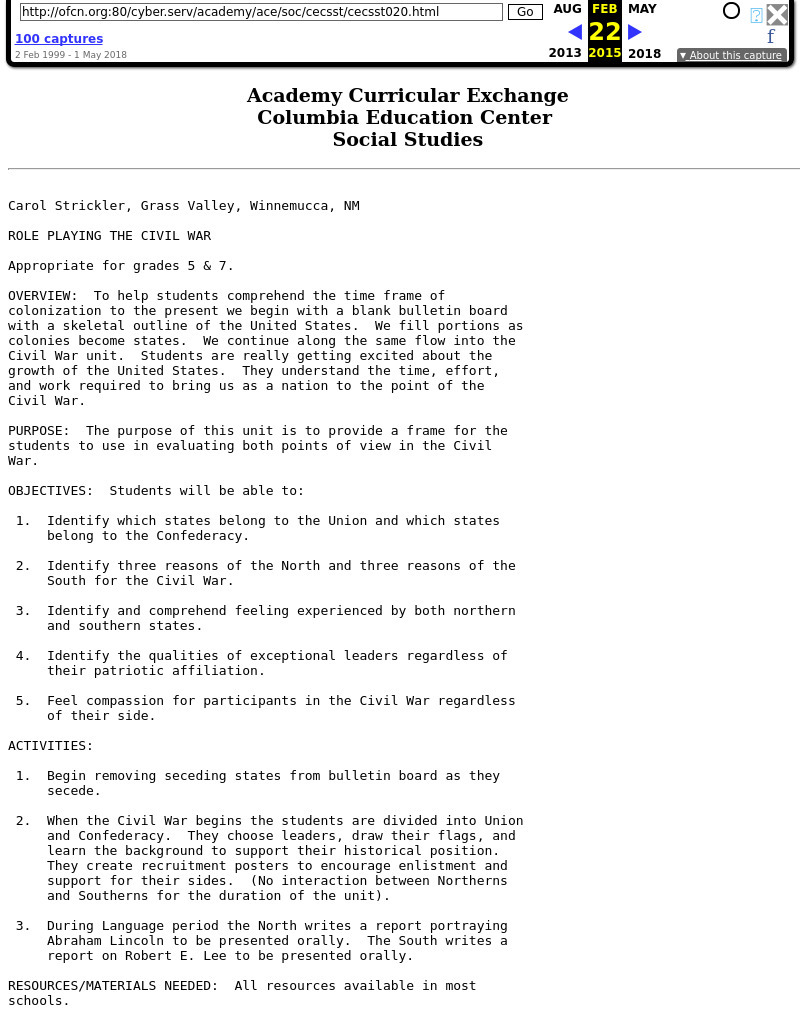 Role Playing The Civil War Lesson Plan