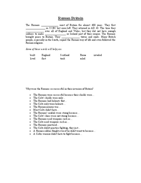 Roman Britain Lesson Plan