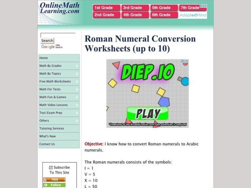 Roman Numeral Conversion Interactive