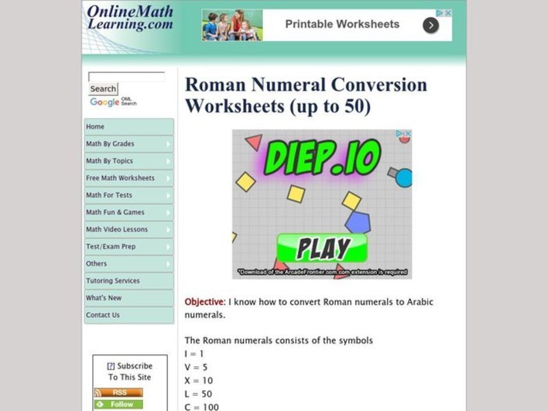 Roman Numeral Conversion Interactive