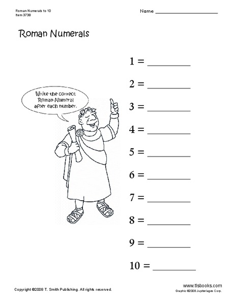 Roman Numerals Worksheet