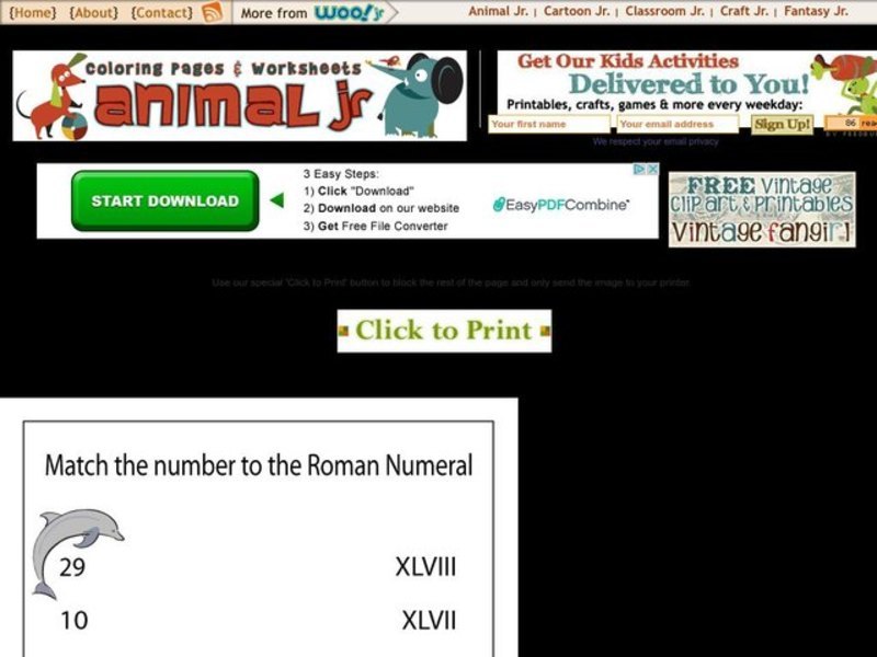 Roman Numerals Worksheet