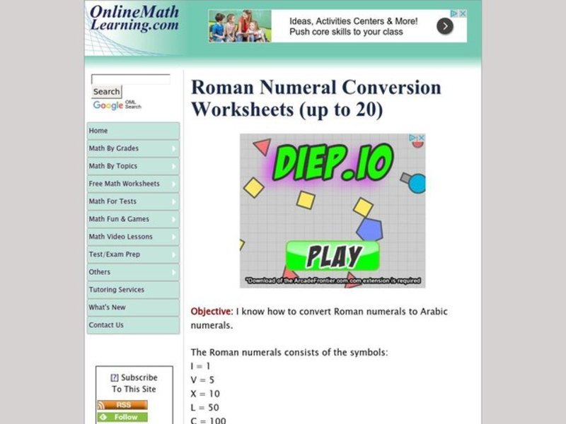 Roman Numerals Interactive