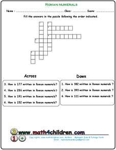Roman Numerals Worksheet