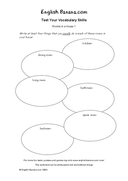 Rooms in a House Worksheet