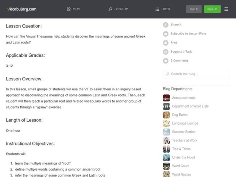 Rooting One's Way to Meaning Lesson Plan