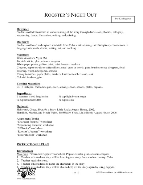 Rooster's Night Out Lesson Plan