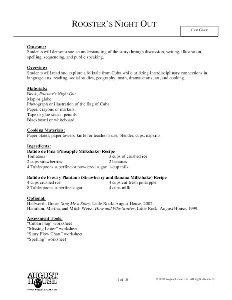 Rooster's Night Out Lesson Plan