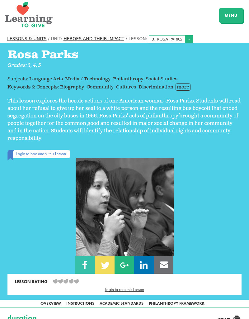 Rosa Parks Lesson Plan