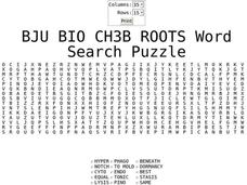Roots Word Search Puzzle Worksheet