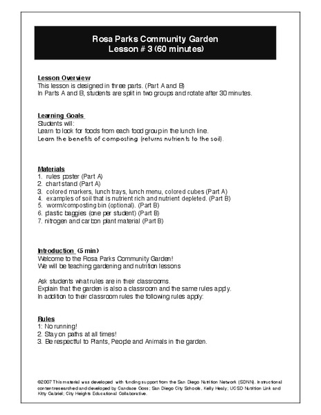 Rosa Parks Community Garden Lesson Plan