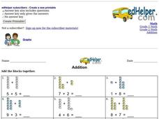 Addition Using Blocks Worksheet