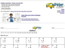 Addition Practice #3 Worksheet