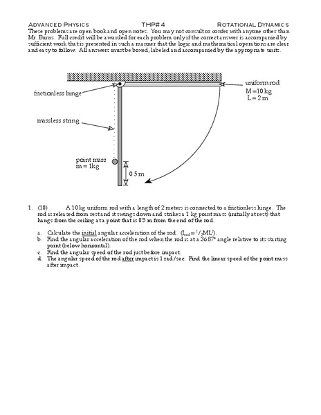 Rotational Dynamics Worksheet