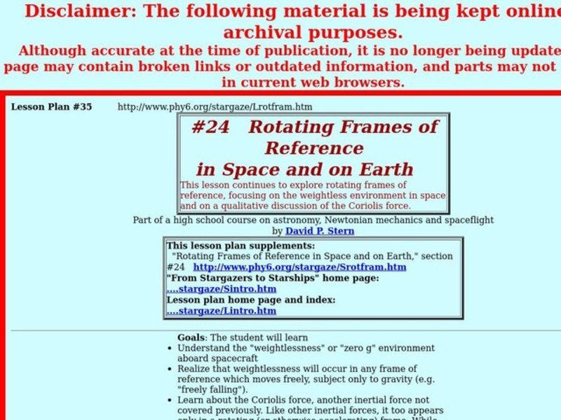 Rotating Frames of Reference Lesson Plan