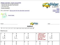 Addition Practice Worksheet