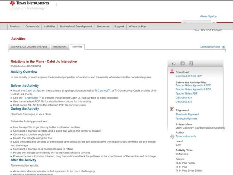 Rotations in the Plane Lesson Plan