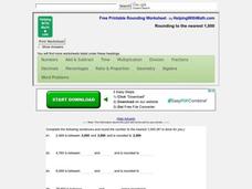 Round to the Nearest Thousand Worksheet
