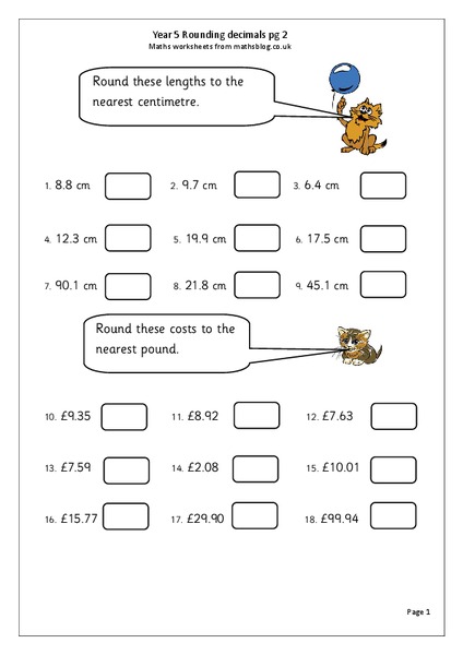 Rounding Decimals Worksheet