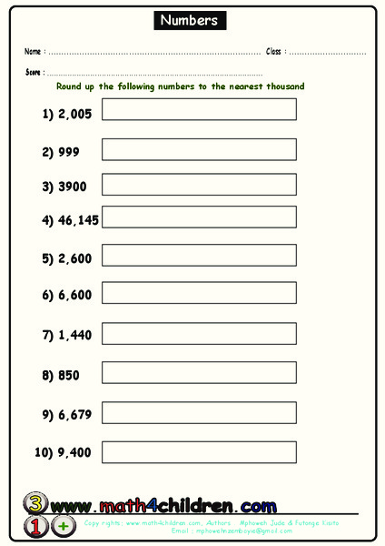Round to the Nearest Thousand Worksheet