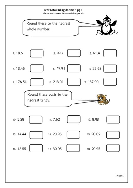 Rounding Decimals Worksheet