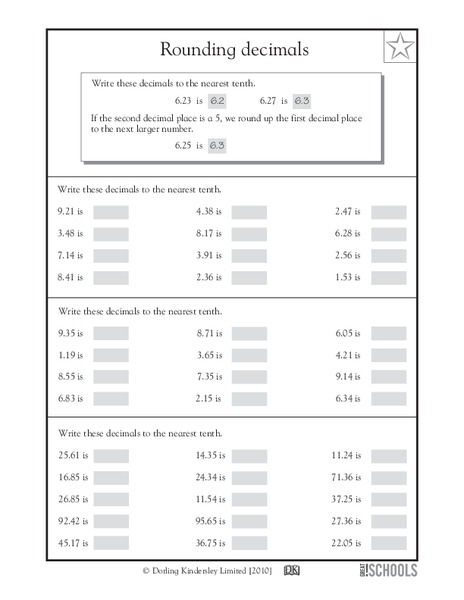 Rounding Decimals Worksheet