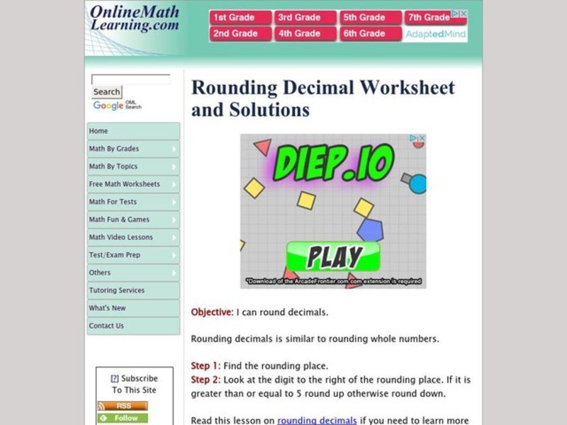 Rounding Decimals Worksheet