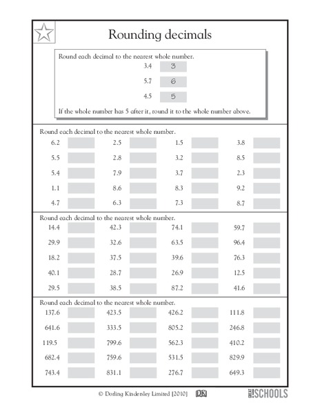 Rounding Decimals Worksheet