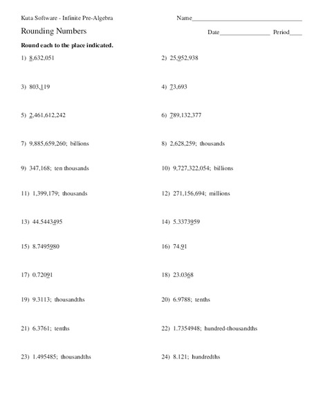 Rounding Numbers Worksheet