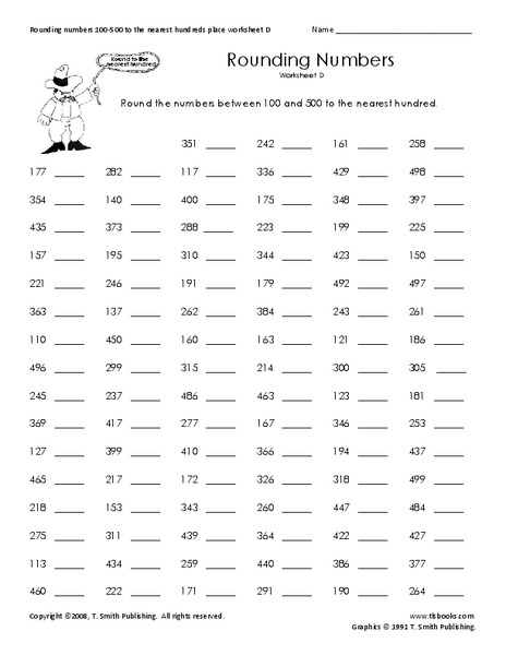 Rounding Numbers D Worksheet