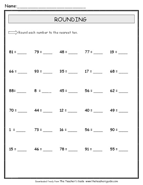 Rounding to Nearest Ten Worksheet