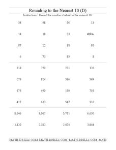 Rounding to the Nearest 10 Worksheet