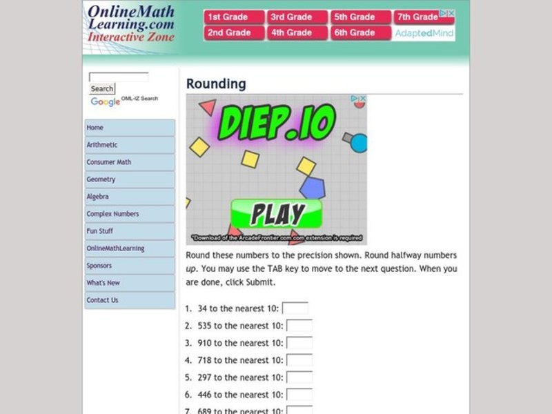 Rounding to the nearest 10  Interactive