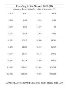 Rounding to the Nearest 1000 Worksheet