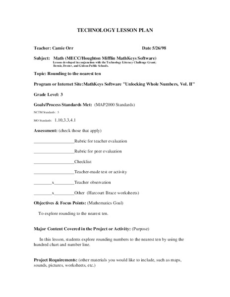 Rounding to the nearest ten Lesson Plan