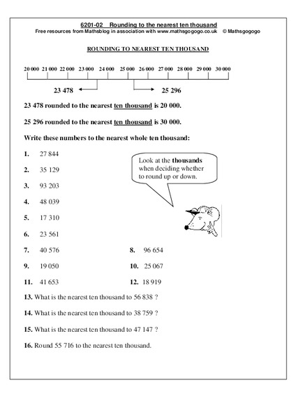 Rounding to the Nearest Ten Thousand Worksheet