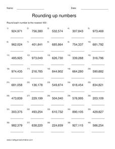 Rounding Up Numbers Worksheet