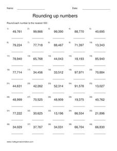 Rounding Up Numbers Worksheet