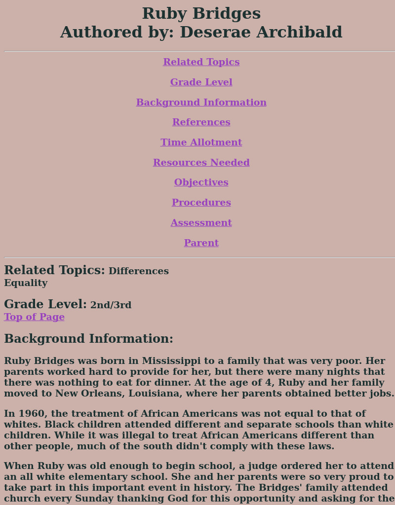Ruby Bridges Lesson Plan